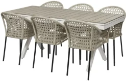 Florens-pöytä, jatkettava + 6 Amalfi-tuolia
