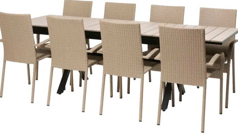 Florens-pöytä, jatkettava + 8 Rimini-tuolia