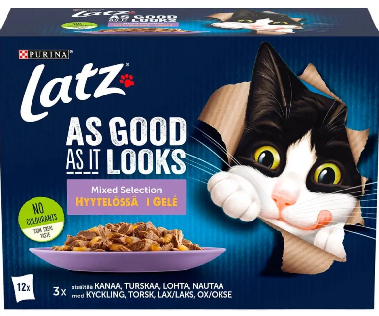 Kissojen märkäruoka Latz