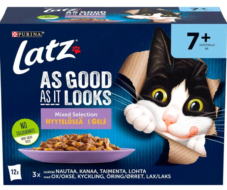 Kissojen märkäruoka Latz