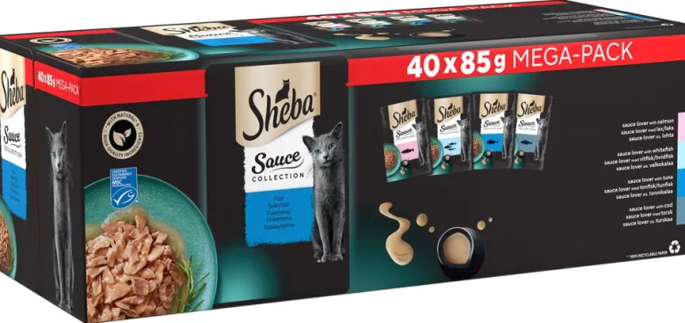 Kissojen märkäruoka Sheba Sauce Collection