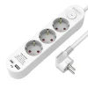 3-osainen jatkojohto 1xUSB-A 1xUSB-C