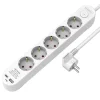 5-osainen jatkojohto 1xUSB-A 1xUSB-C