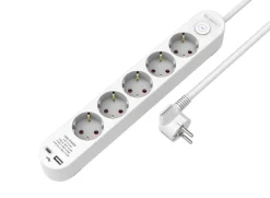 5-osainen jatkojohto 1xUSB-A 1xUSB-C