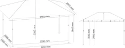 Paviljonki Maui 2,95x3,95 m + 4 seinää ikkunoilla