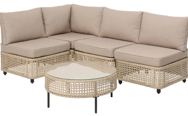 Split-loungesetti, 5 osaa, beige