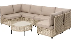 Split-loungesetti, 7 osaa, beige