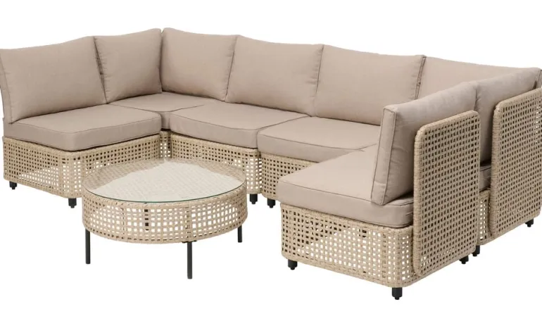 Split-loungesetti, 7 osaa, beige